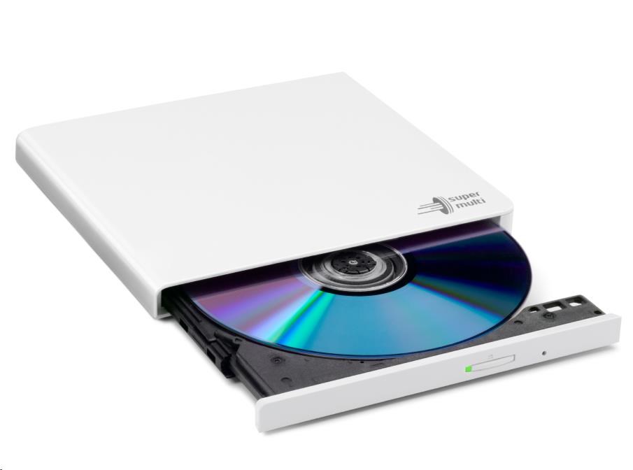 HITACHI LG - externá mechanika DVD-W/ CD-RW/ DVD±R/ ±RW/ RAM GP57EW40,  Slim,  biela,  krabica+SW5 