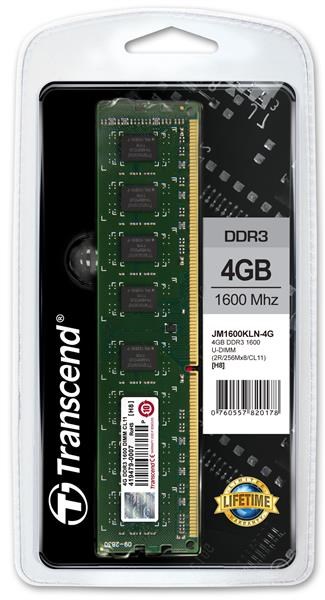 TRANSCEND JetRam™ DDR3 4GB 1600MHz DIMM,  256Mx8 CL111 