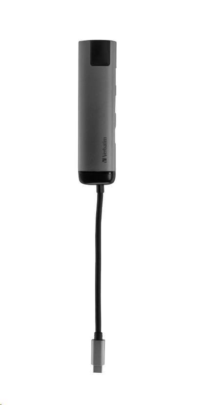 VERBATIM 49141 Multiportový USB-C HUB,  2x USB 3.0,  1x USB-C,  HDMI,  LAN,  šedý dok4 