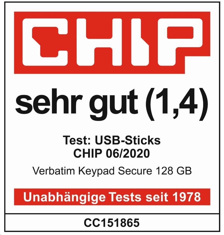 VERBATIM USB 3.0 Disk 128 GB - Zabezpečená klávesnica (R:160/ W:150 MB/ s) GDPR5 