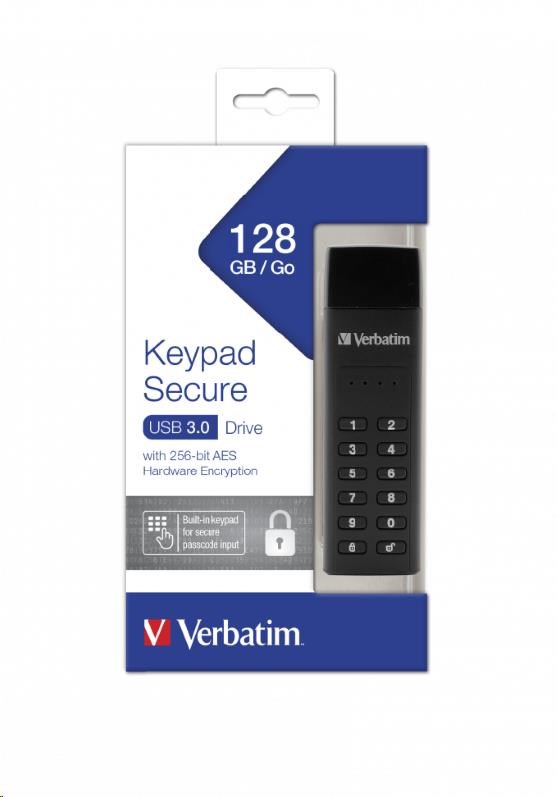 VERBATIM USB 3.0 Disk 128 GB - Zabezpečená klávesnica (R:160/ W:150 MB/ s) GDPR2 