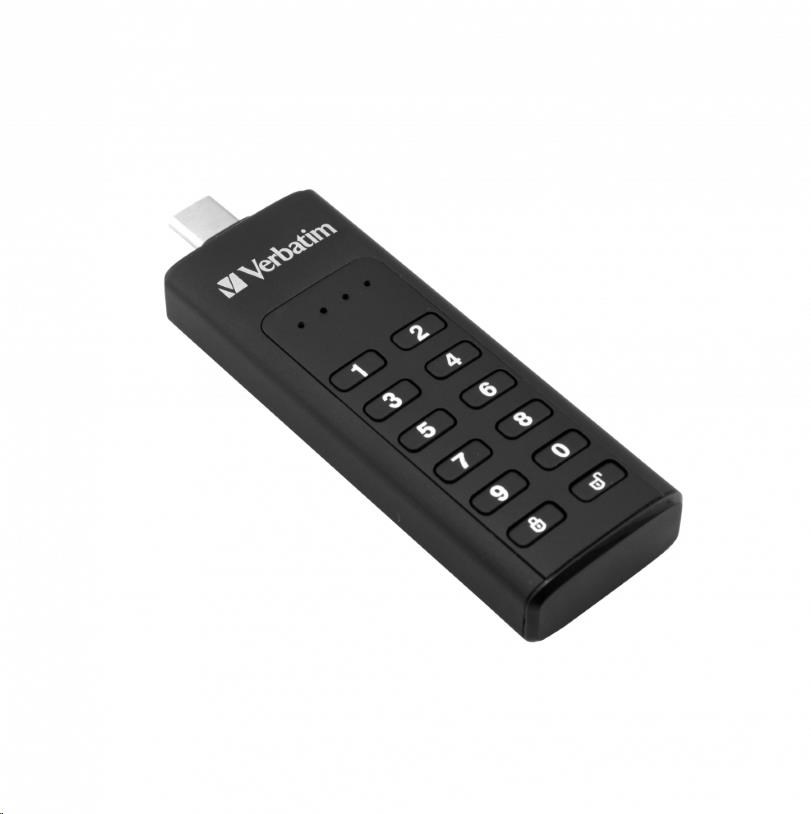 VERBATIM USB C 3.1 disk 128 GB - klávesnica Secure (R:160/ W:150 MB/ s) GDPR1 