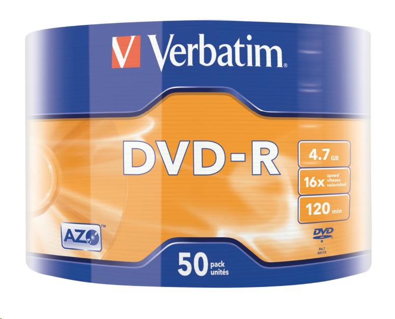 VERBATIM DVD-R (balenie 50 kusov) 16x WRAP 4.7GB MATT1 