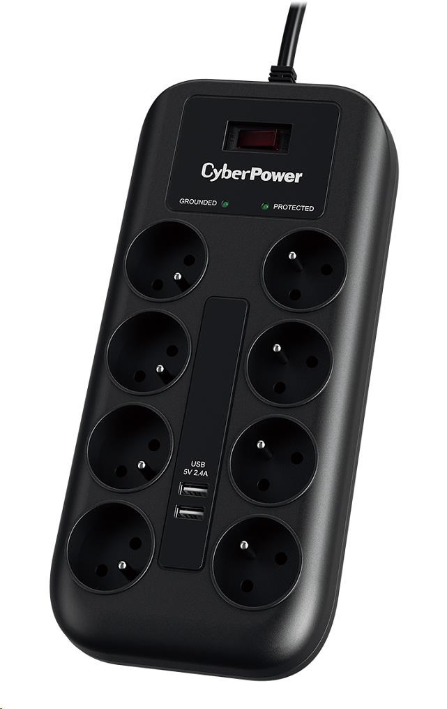 CyberPower Surge Buster™ 8 zásuviek,  2xUSB,  1.8m,  nové1 