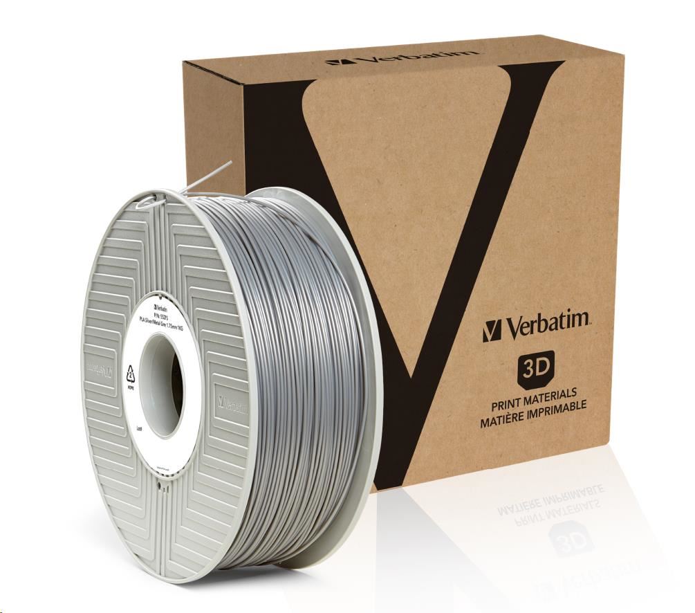 VERBATIM Filament pre 3D tlačiarne PLA 1.75mm,  335m,  1kg strieborná/ kovovo sivá (55275)1 