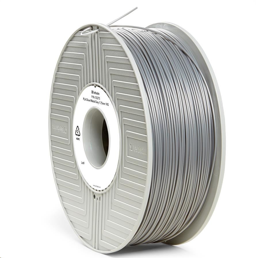 VERBATIM Filament pre 3D tlačiarne PLA 1.75mm,  335m,  1kg strieborná/ kovovo sivá (55275)0 