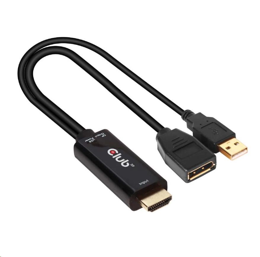 Club3D Aktívny adaptér HDMI na DisplayPort 4K60Hz,  M/ F4 