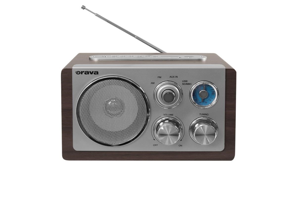 Orava RR-29 A rádio,  1 x 3, 5W,  AM /  FM rádio,  USB,  AUX vstup,  SD karta,  hnědá /  stříbrná0 