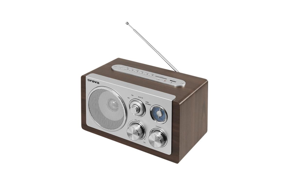 Orava RR-29 A rádio,  1 x 3, 5W,  AM /  FM rádio,  USB,  AUX vstup,  SD karta,  hnědá /  stříbrná1 