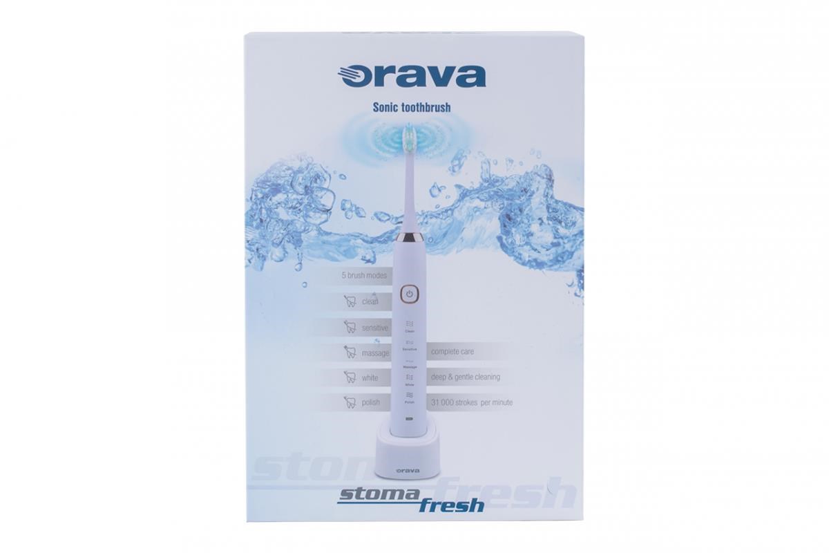 Orava Stomafresh sonický zubní kartáček,  5 režimů,  cestovní pouzdro,  časovač,  bílá2 