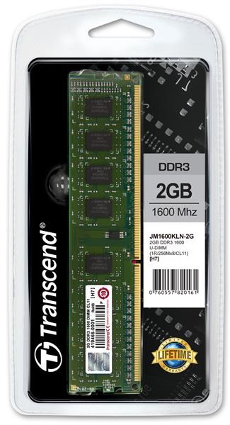 TRANSCEND JetRam™ DDR3 2GB 1600MHz DIMM,  256Mx8 CL111 