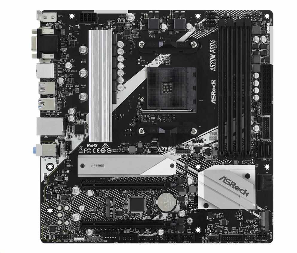 ASRock MB Sc AM4 A520M PRO4,  AMD A520,  4xDDR4,  HDMI,  DP2 