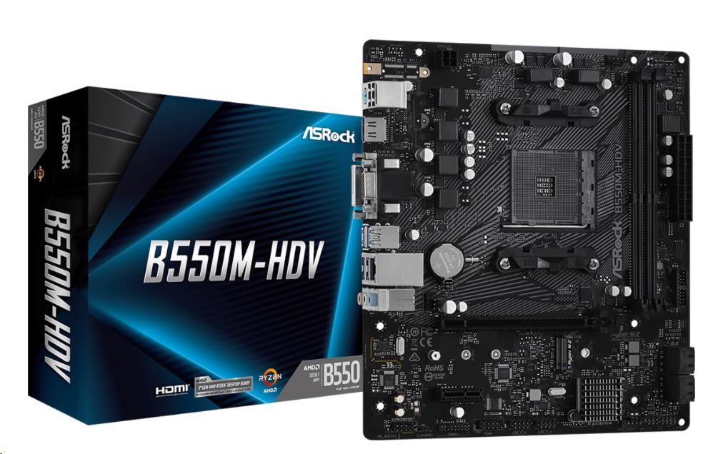 ASRock MB Sc AM4 B550M-HDV,  AMD B550,  2xDDR4,  HDMI,  DVI4 
