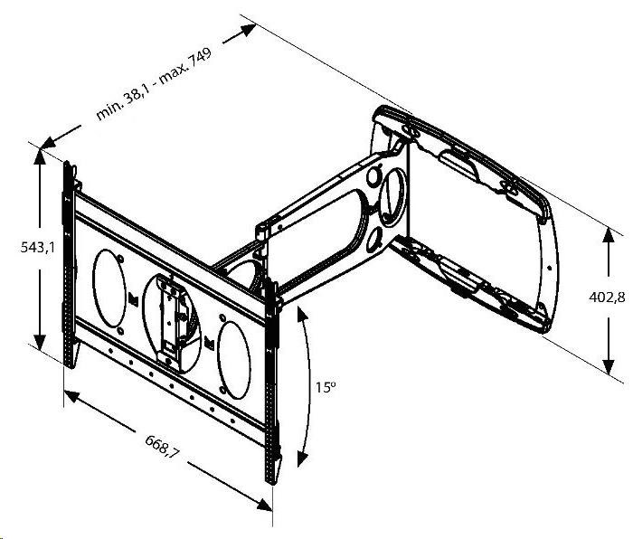 Vogel"s PFW 6850 - extra ploché a dlouhé profi LCD rameno L3 