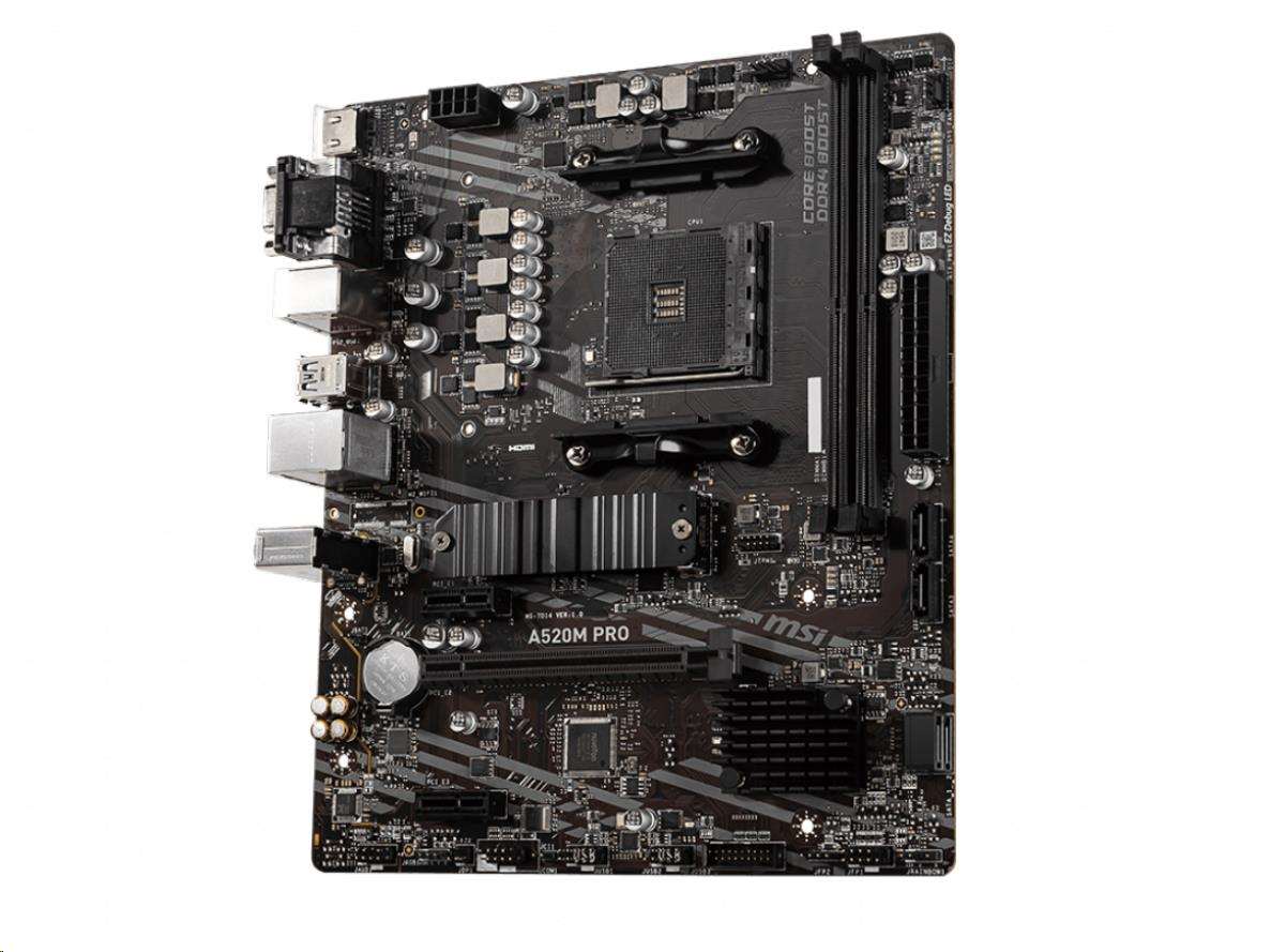 MSI MB Sc AM4 A520M PRO,  AMD A520,  VGA,  2xDDR4,  mATX2 