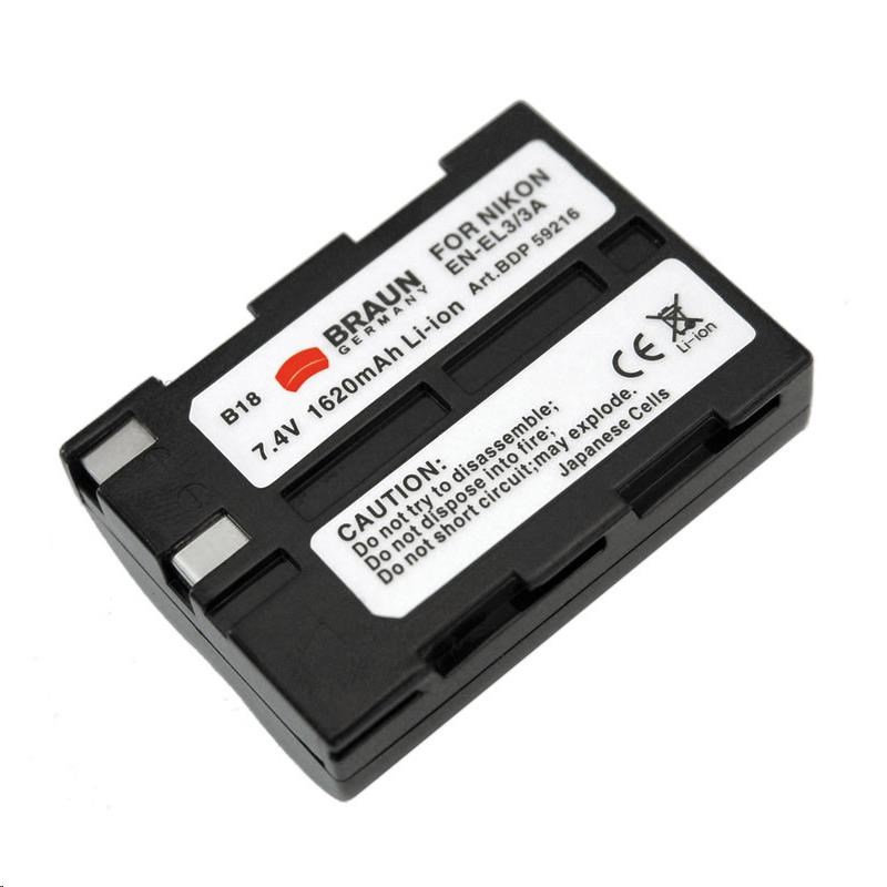 Braun akumulátor NIKON EN-EL3,  EL3a,  FUJI NP-150,  1620mAh0 