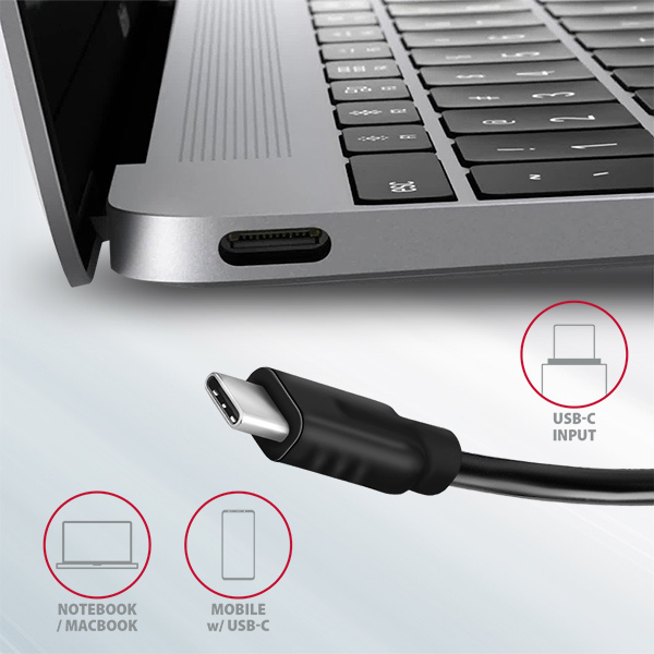 AXAGON HMC-5G2,  USB 10Gbps hub,  porty 2x USB-A,  2x USB-C,  HDMI 4k/ 60,  PD 100W,  kábel USB-C 13cm5 