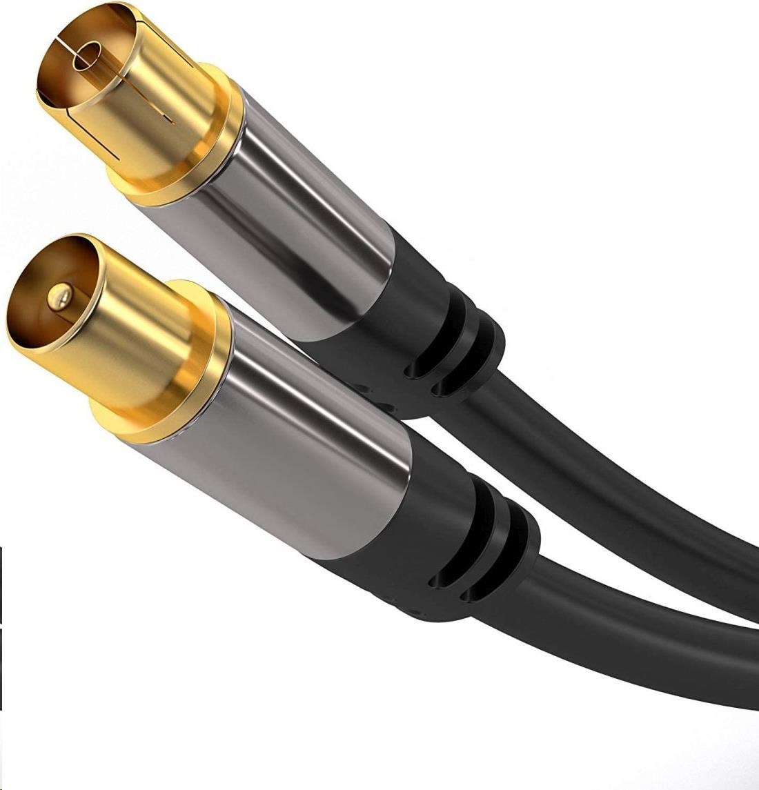 PREMIUMCORD prepojovací kábel,  anténa,  M/ F 75Ohm (135dB) 4x tienený 1, 5m0 