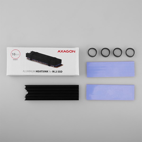 AXAGON CLR-M2L10,  hliníkový pasívny chladič pre M.2 2280 SSD,  výška 10 mm5 