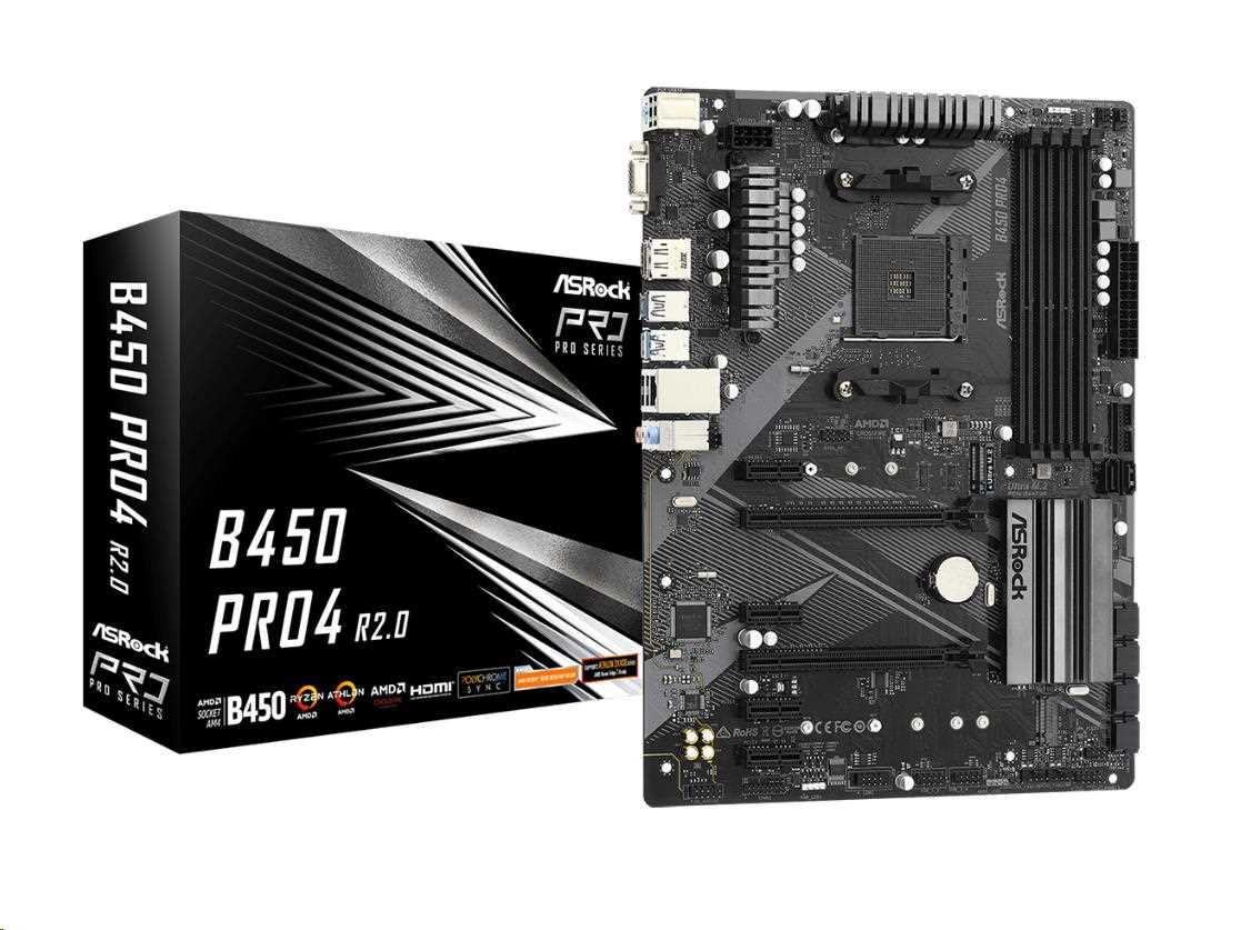 ASRock MB Sc AM4 B450 PRO4 R2.0,  AMD B450,  4xDDR4,  1xDP,  1xHDMI,  VGA2 