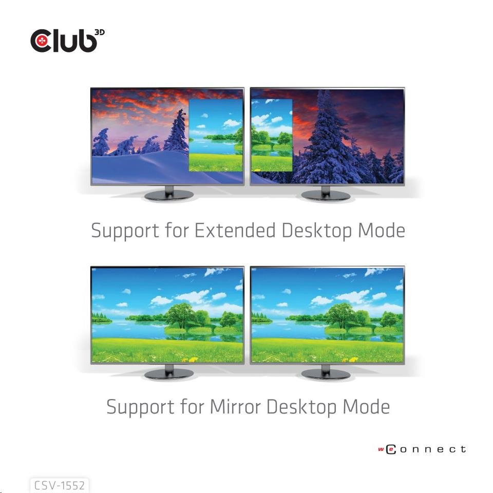 Club3D hub MST (Multi Stream Transport) USB3.2 Gen2 Type-C (DP Alt-Mode) na DisplayPort + HDMI 4K60Hz (M/ F)6 