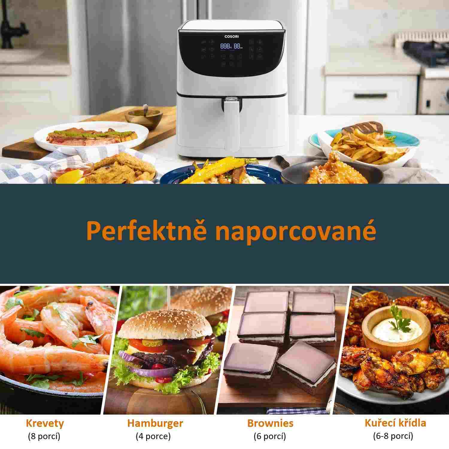 Cosori CP158-AF PREMIUM –  5.5L horkovzdušná fritéza + 5x špíz a gril. rošt,  white3 