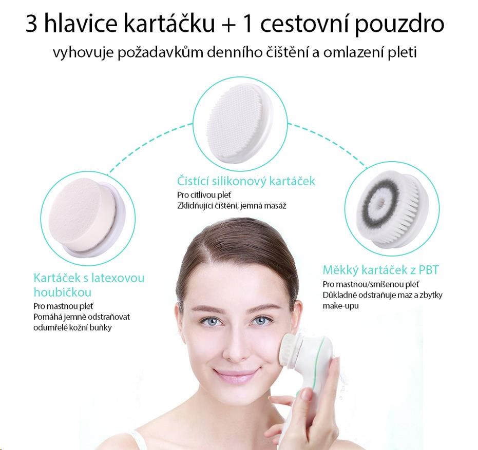 TOUCHBeauty 0759A Čisticí kartáč na pleť 3v1 růžový5 