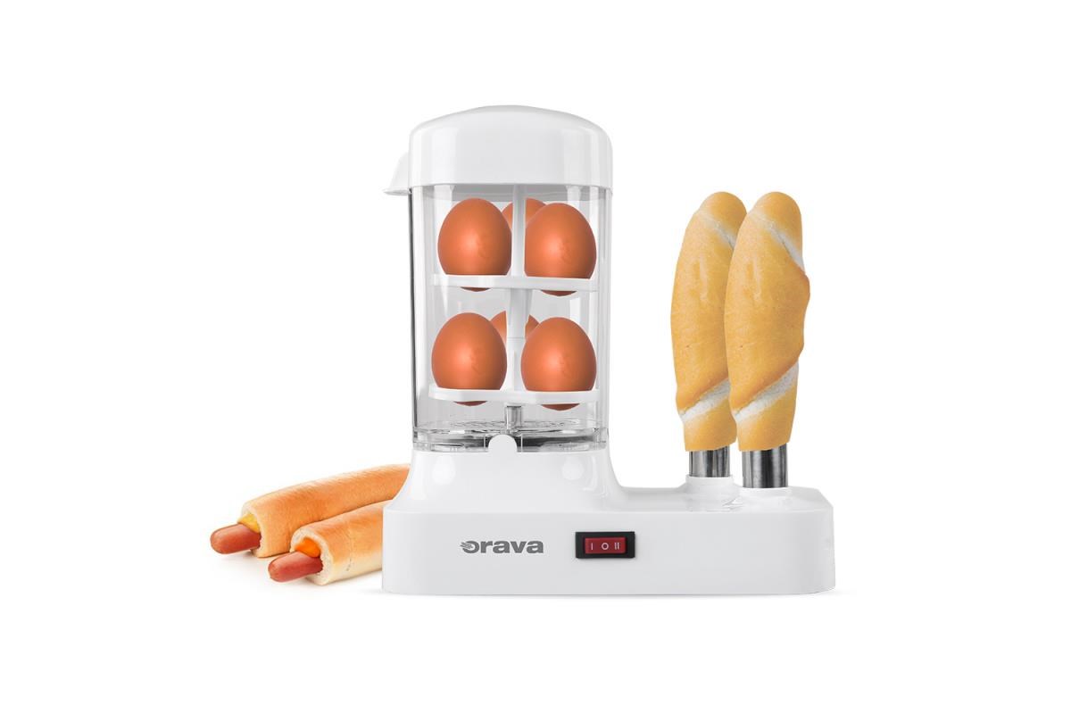 Orava HM-03 hotdogovač s nádstavcem na vaření vajec,  340 W,  pro 6 párků,  bílá0 