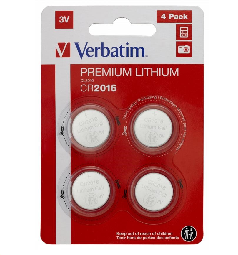 VERBATIM Lithium baterie CR2016 3V 4 Pack1 