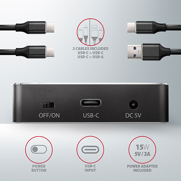 AXAGON ADSA-M2C,  USB-C 3.2 Gen 2 - 2x M.2 dokovacie stanice NVMe SSD CLONE MASTER6 