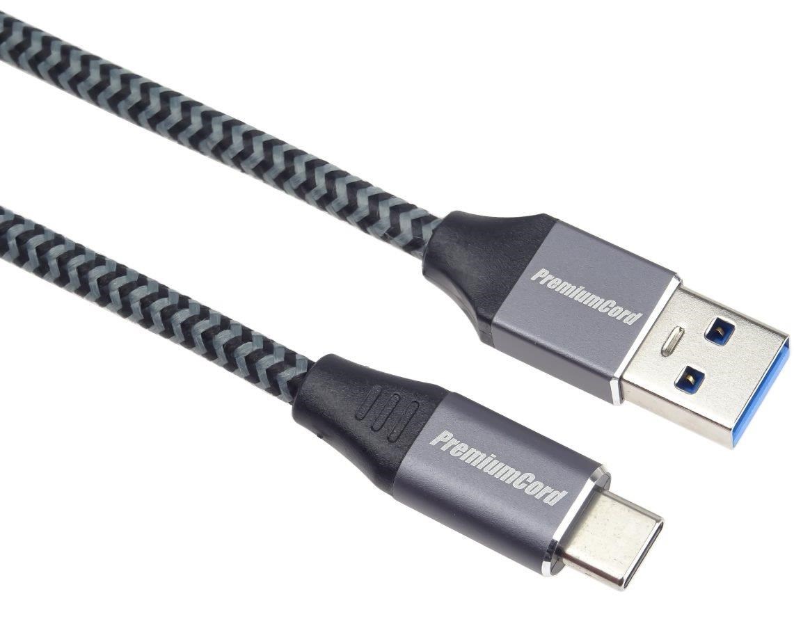PREMIUMCORD USB-C na USB 3.0 A (USB 3.1 generácia 1,  3A,  5Gbit/ s) 1m opletenie0 