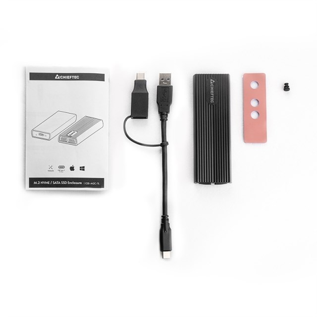 Vonkajší rám CHIEFTEC pre M.2 PCIe NVMe/ S-ata SSD Enclosure Tool-Less,  s konektorom USB typu C,  čierna4 