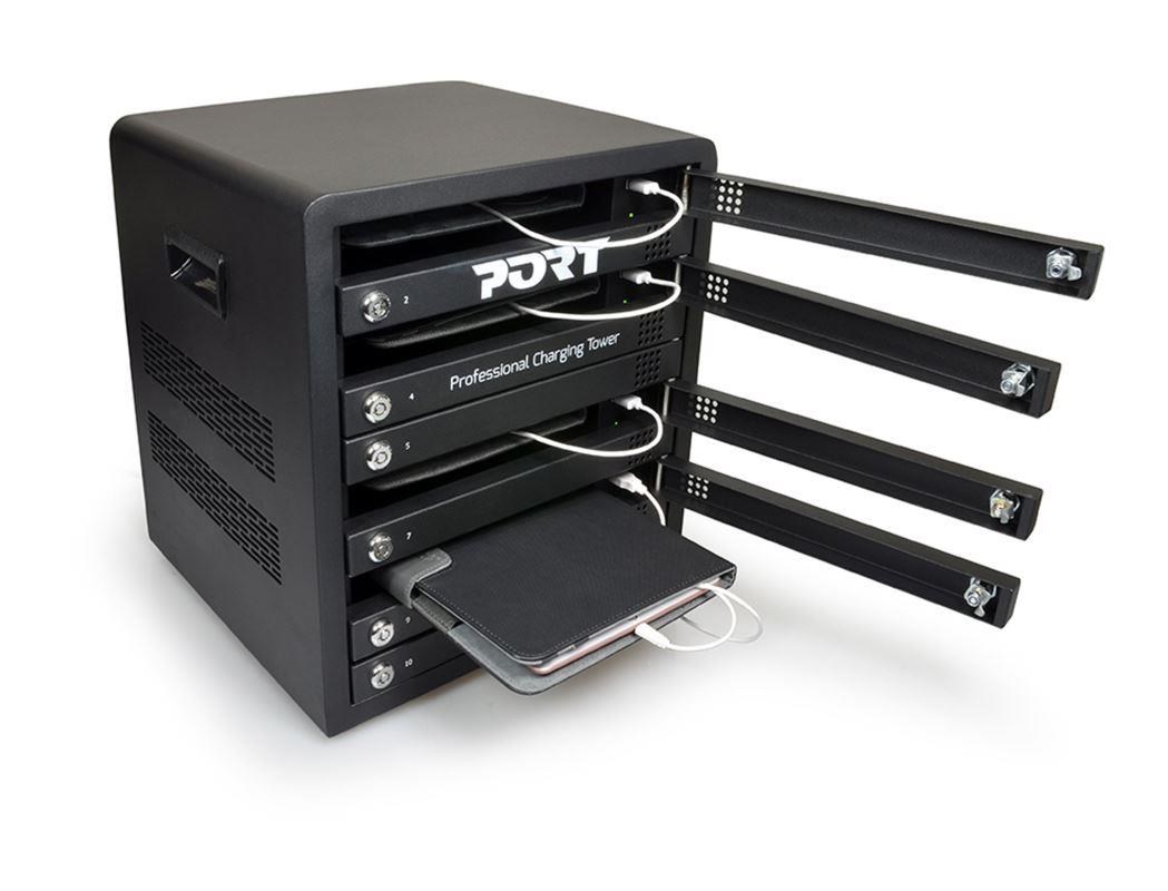 PORT nabíjecí skříňka pro 10 tabletů,  individuální zámky,  černá3 