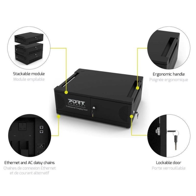 PORT nabíjecí skříňka pro 6 notebooků,  USB-C,  černá4 