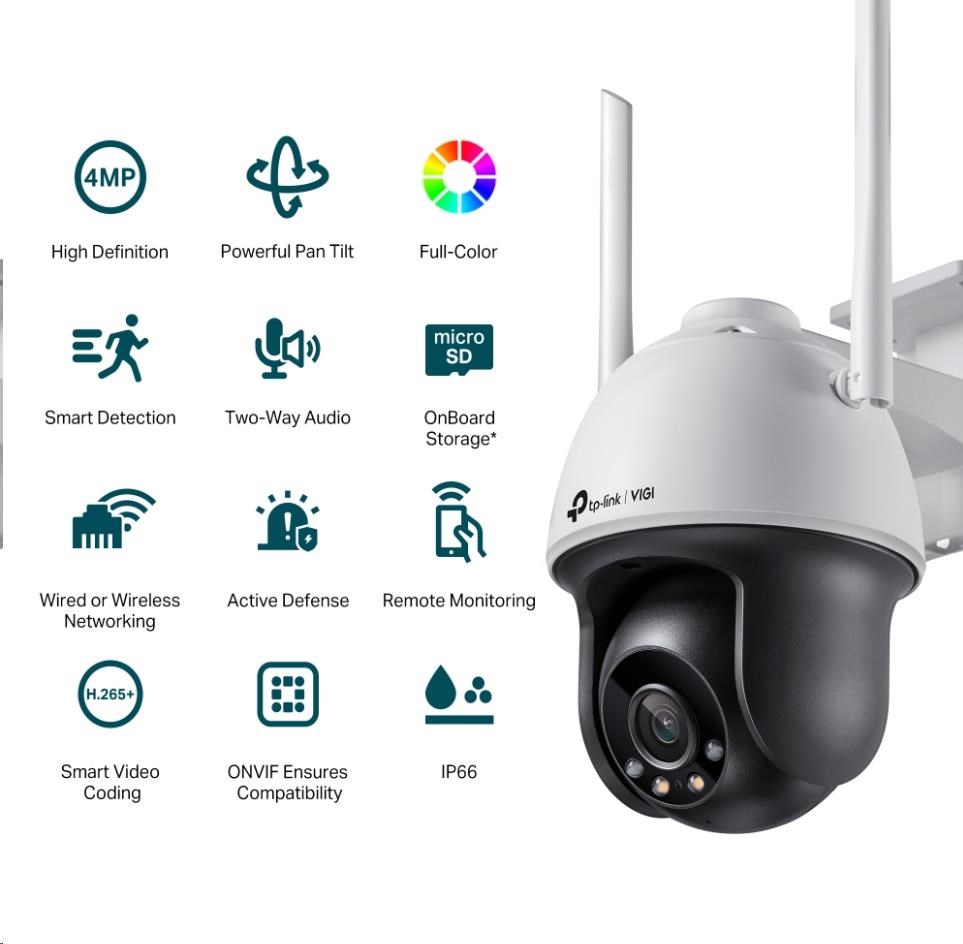TP-Link VIGI C540-W(4mm),  4MP,  PTZ,  IR 30m,  WIFI,  Micro SD card3 