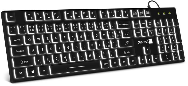 CONNECT IT kancelářská podsvícená klávesnice Chocolate WhiteStar,  CZ + SK verze,  černá1 