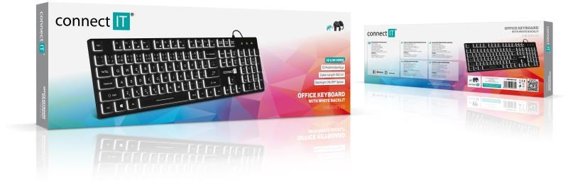 CONNECT IT kancelářská podsvícená klávesnice Chocolate WhiteStar,  CZ + SK verze,  černá4 