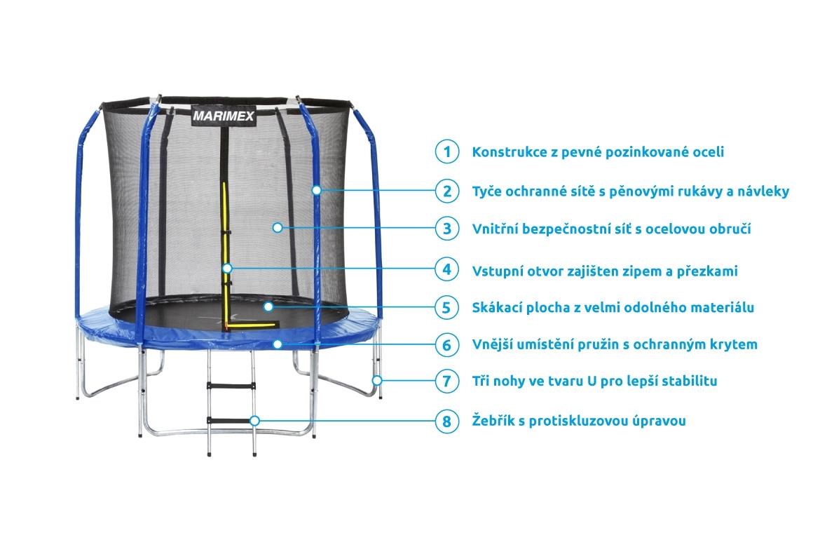 Marimex Standard trampolína 244 cm + ochranná síť + schůdky ZDARMA2 