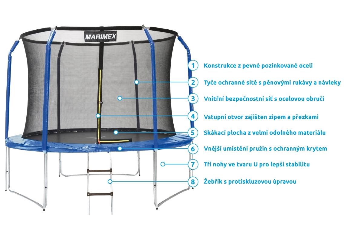 Marimex Standard trampolína 305 cm + vnitřní ochranná síť + schůdky ZDARMA6 