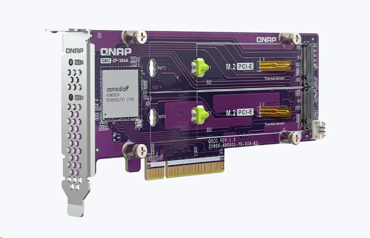 QNAP QM2-2P-384A rozšiřující karta 2xM.2 NVMe 2280/ 22110 PCIe Gen3x4 pro PC i NAS2 