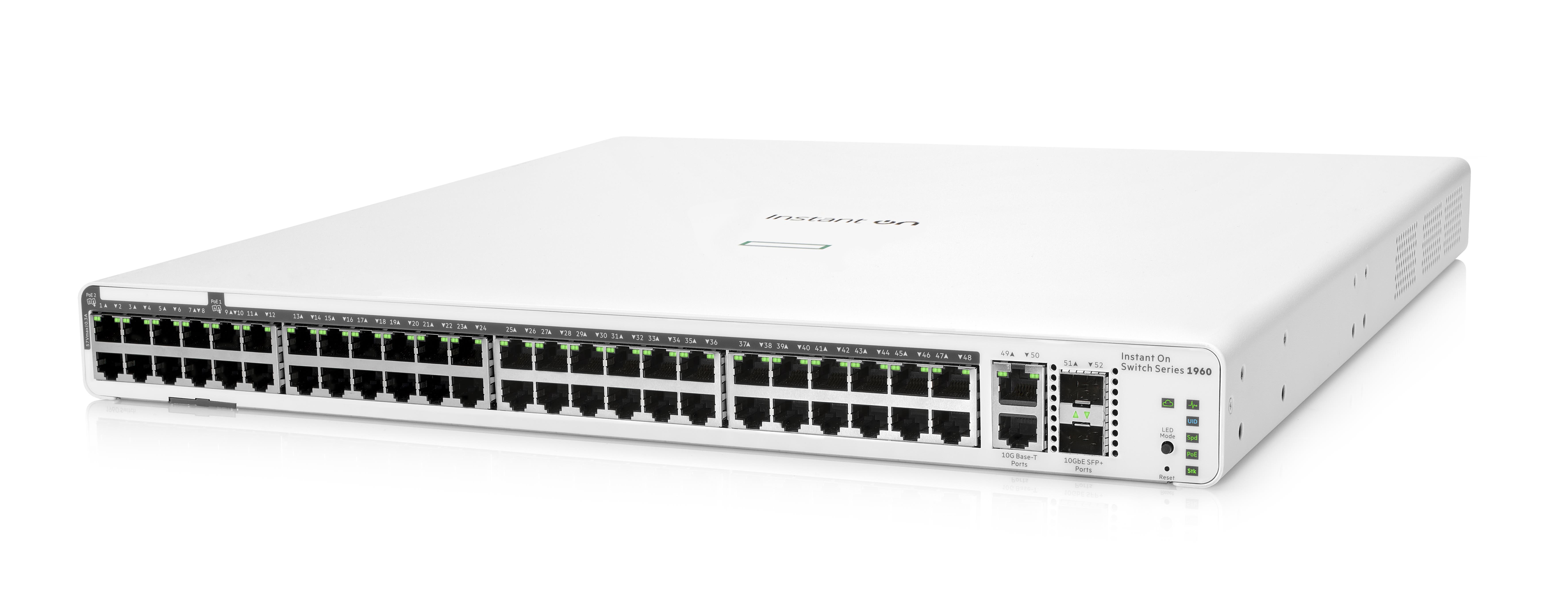 HPE Networking Instant On Switch 40p Gigabit CL4 8p Gigabit CL6 PoE 2p 10GBT 2p SFP+ 600W 1960 (JL809A)1 