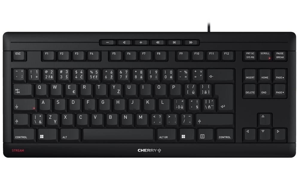 CHERRY klávesnice STREAM TKL,  drátová,  USB,  CZ+SK layout,  černá0 