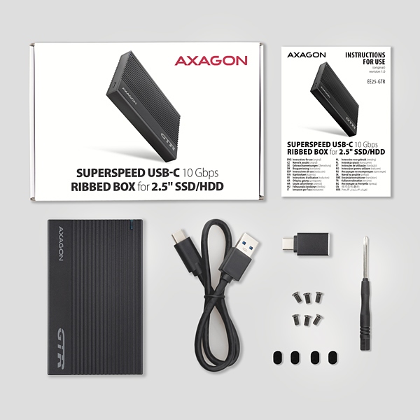 AXAGON EE25-GTR,  USB-C 10Gbps - SATA 6G 2.5