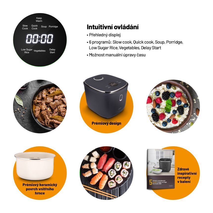 Lauben Low Sugar Rice Cooker 3000AT - rýžovar1 