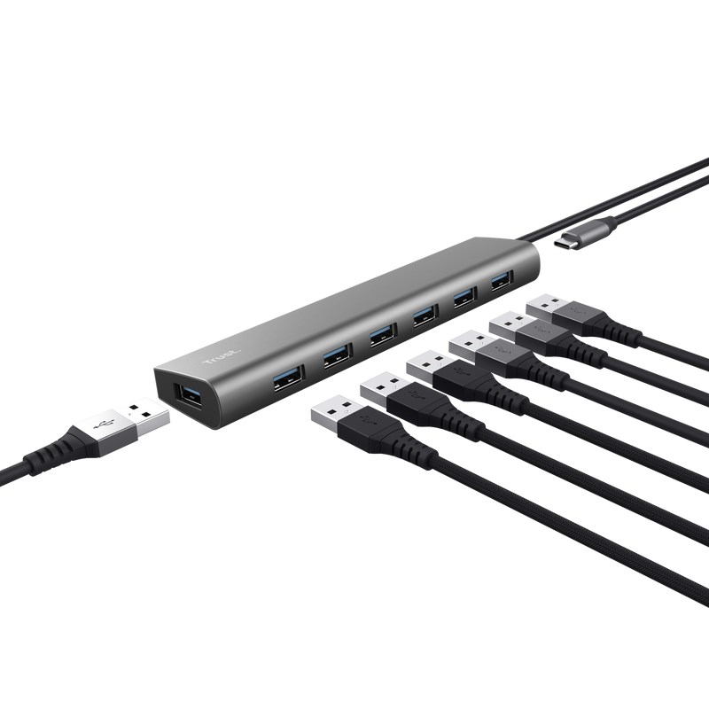 TRUST rozbočovač HALYX,  7portový rozbočovač USB 3.2 Gen10 