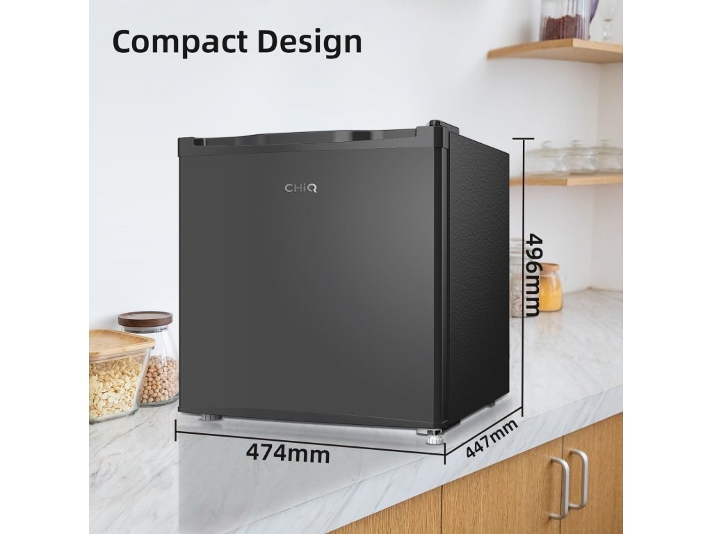 CHiQ CSD31D4E minibar,  31 litrů,  2 přihrádky,  -24 °C až +10 °C,  mrazák - lednice,  41 dB5 