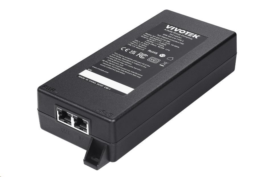 Vivotek vnitřní gigabit injektor PoE napájení (802.3af/ at/ bt),  90W,  ochrana proti přepětí,  MTBF 200k hodin0 