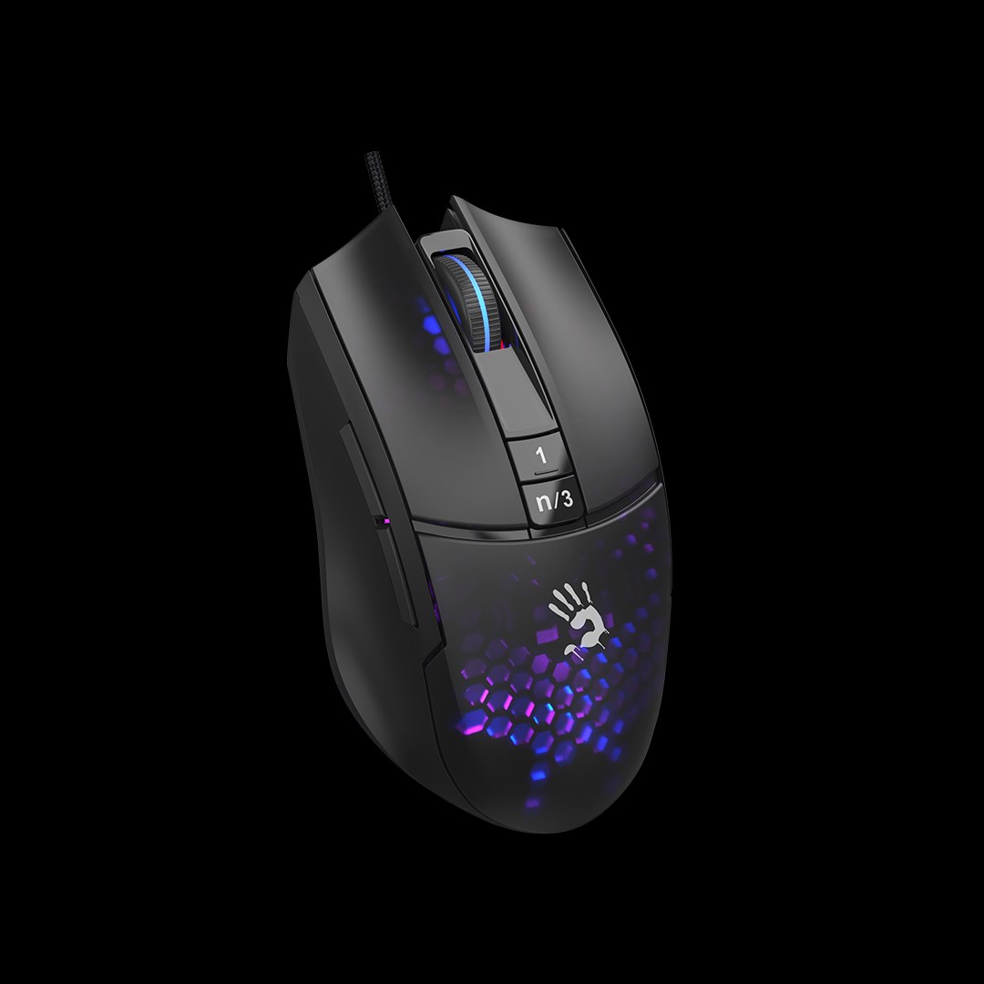 A4tech BLOODY L65 Max Honeycomb,  podsvícená herní myš,  12000 DPI,  černá,  USB3 
