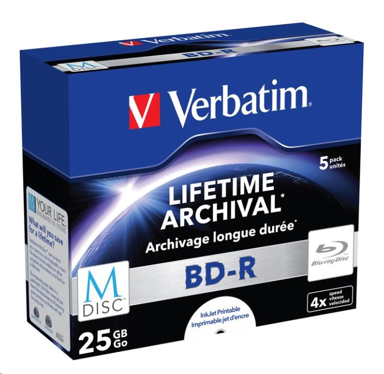 VERBATIM MDisc BD-R(5-pack)Jewel/ 4x/ 25GB0 