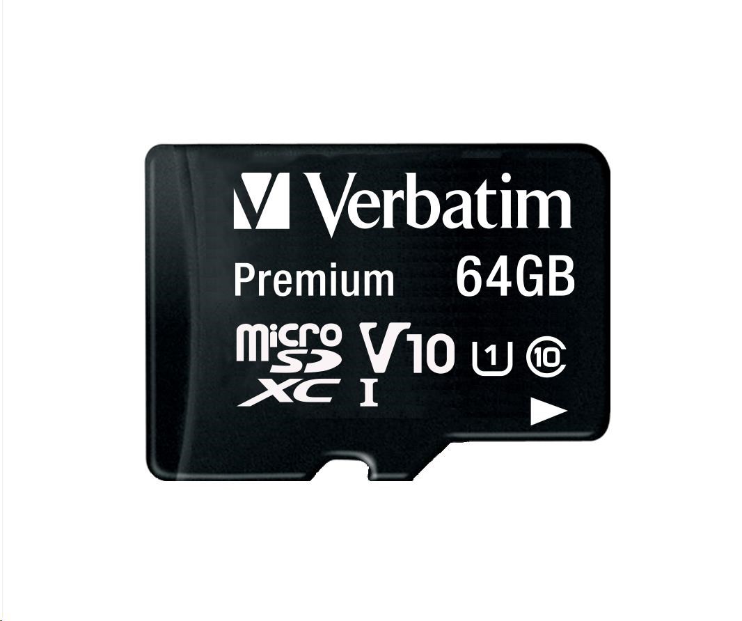VERBATIM MicroSDXC karta 64GB Premium,  U1 + adaptér0 